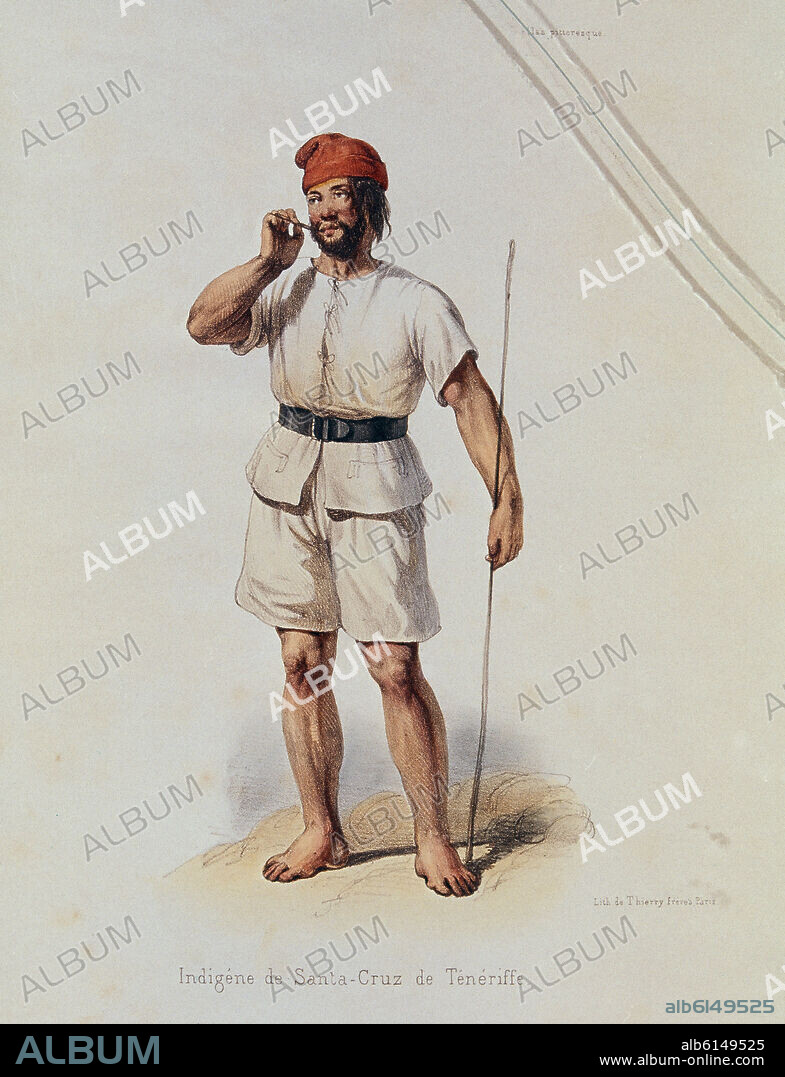 THIERRY. INDIGENA DE SANTA CRUZ DE TENERIFE - LITOGRAFIA SIGLO XVIII.