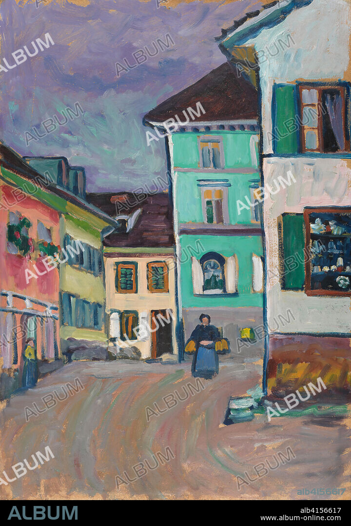Wassily Kandinsky (Moscú, 1866-Neuilly-sur-Seine, 1944). Johannisstrasse, Murnau (1908). Óleo sobre cartón. 70 x 48,5 cm.