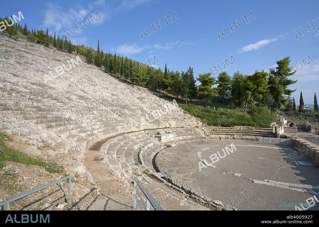 A theatre in Argos, Greece. The ruins of two distinct theatre sites, situated just 100 metres from each other, have been excavated in Argos.