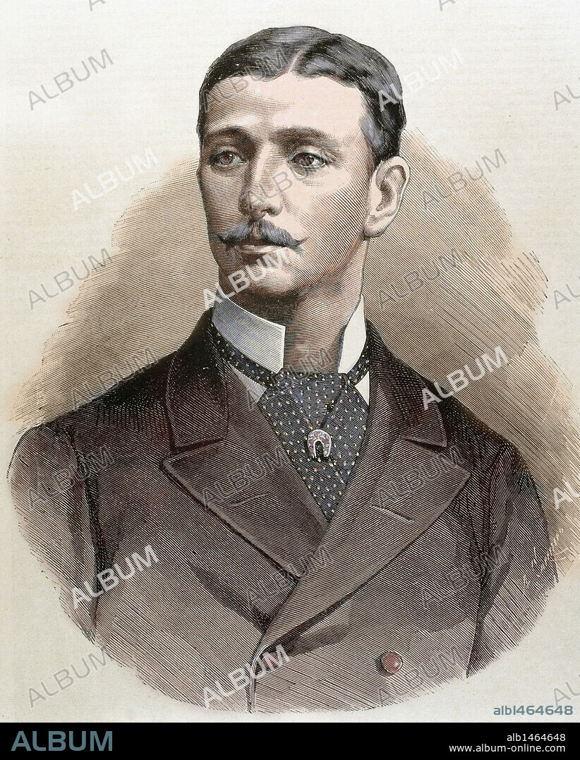BONAPARTE, Eugenio Luis Napoleón (París, 1856-Ulundi, 1879). Príncipe francés. Hijo de Napoleón III y de la emperatriz Eugenia. Después de la implantación de la III República se exilió y entró a formar parte del ejército británico. Fue muerto en Zululandia en el curso de una misión militar de reconocimiento. Grabado coloreado de "La Ilustración" (1880) por Carretero.