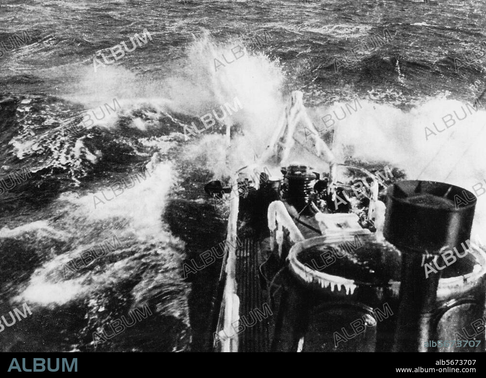 Geschichte / 1. Weltkrieg:. Krieg zur See. Torpedoboot der deutschen Kriegsmarine in schwerer See. Foto, undatiert.