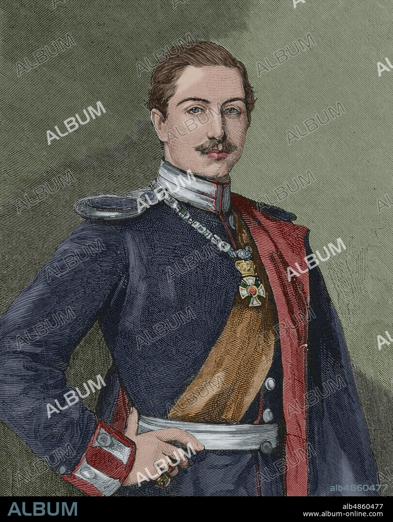 William II of Germany (1859-1941). Last Emperor or Kaiser of the German Empire and the last King of Prussia (1888-1918). Portrait while still a prince. Engraving. La Ilustracion Espa–ola y Americana, 1881. Later colouration.