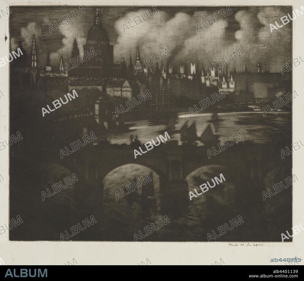 Wren's City, Joseph Pennell (American, 1857-1926), 1909, ink on ivory laid paper, mezzotint, 10 x 12 in. (image) 11-3/4 x 13-1/4 in. (sheet), Signed in pencil, below image, l.r.: J. Pennell del. sc. imp, Wren's City.