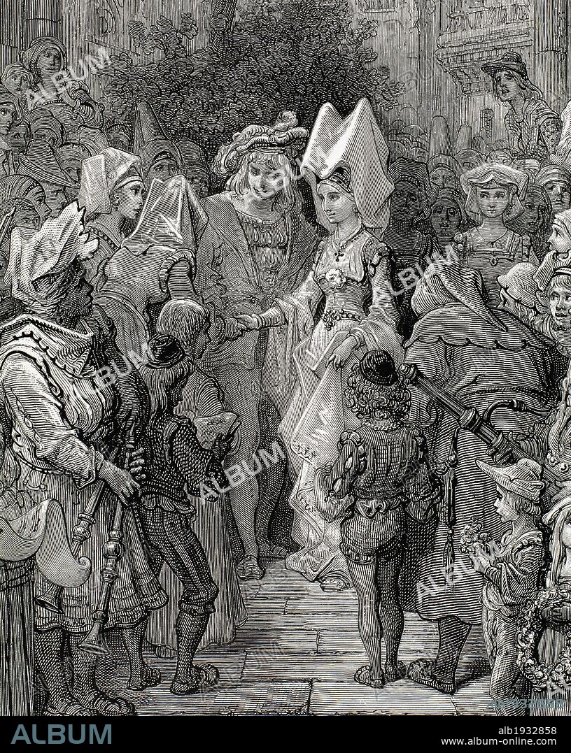 COLERIDGE, Samuel Taylor (Ottery St. Mary, 1772-Londres, 1834). Poeta y crítico británico. Ilustración del poema "THE ANCIENT MARINER" ("El viejo marino"), correspondiente a la celebración de la BODA DEL PROTAGONISTA. Grabado por Gustave DORÉ.