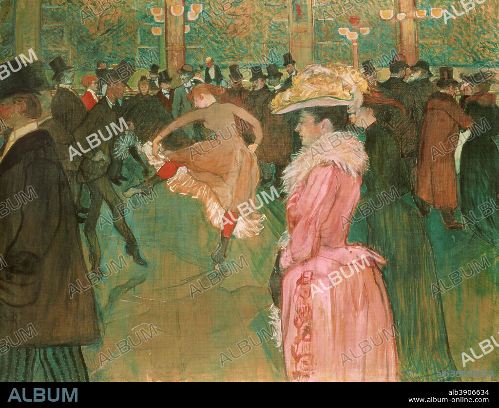 HENRI DE TOULOUSE-LAUTREC. At the Moulin Rouge: The Dance. Date/Period: 1890. Painting. Oil on canvas Oil on canvas. Height: 1,156.97 mm (45.55 in); Width: 1,499.62 mm (59.04 in).
