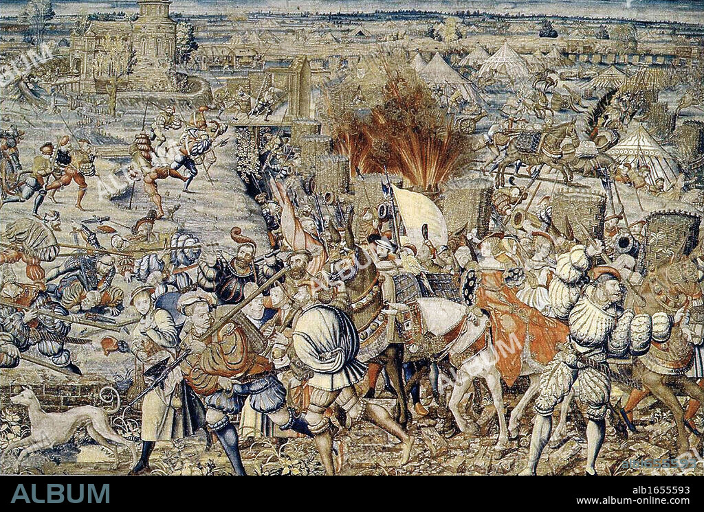 The Battle of Pavia, February 24, 1525, was the decisive engagement of the Italian War of 1521-25. A Spanish-Imperial army under the command of Charles de Lannoy attacked the French army under the personal command of Francis I of France. The French army was defeated. Francis himself, captured by the Spanish troops, was imprisoned by Charles V and forced to sign the humiliating Treaty of Madrid, surrendering significant territory to his captor.