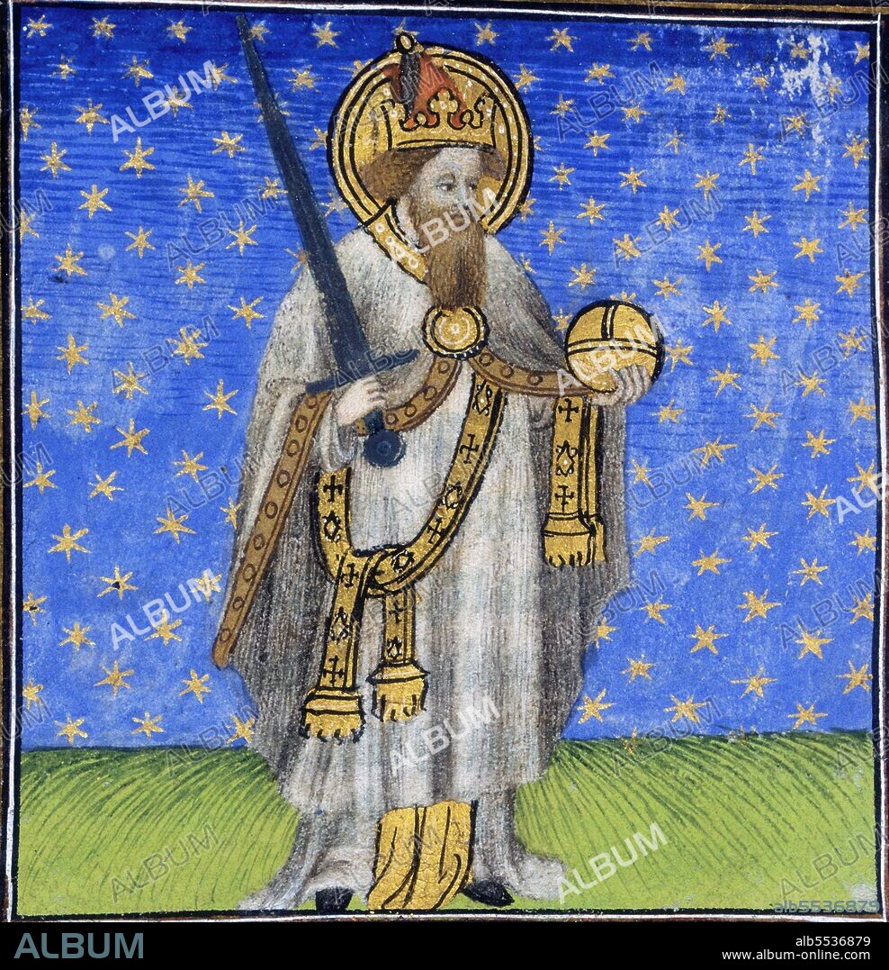 Charlemagne (2 April 742 – 28 January 814 CE), also known as Charles the Great (Latin: Carolus or Karolus Magnus, French: Charles Le Grand or Charlemagne, German: Karl der Grosse, Italian: Carlo Magno or Carlomagno) or Charles I, was King of the Franks who united most of Western Europe during the Middle Ages and laid the foundations for modern France and Germany. He took the Frankish throne from 768 and became King of Italy from 774. From 800 he became the first Holy Roman Emperor - the first recognized Roman emperor in Western Europe since the collapse of the Western Roman Empire three centuries earlier. The expanded Frankish state he founded is called the Carolingian Empire. The oldest son of Pepin the Short and Bertrada of Laon, Charlemagne became king in 768 following the death of his father. He was initially co-ruler with his brother Carloman I. Carloman's sudden death in 771 under unexplained circumstances left Charlemagne as the undisputed ruler of the Frankish Kingdom. Charlemagne continued his father's policy towards the papacy and became its protector, removing the Lombards from power in northern Italy, and leading an incursion into Muslim Spain. He also campaigned against the Saxons to his east, Christianizing them upon penalty of death, at times leading to events such as the Massacre of Verden. Charlemagne reached the height of his power in 800 when he was crowned Emperor of the Romans by Pope Leo III on Christmas Day at Old St. Peter's Basilica. Called the 'Father of Europe' (pater Europae), Charlemagne united most of Western Europe for the first time since the Roman Empire. His rule spurred the Carolingian Renaissance, a period of cultural and intellectual activity within the Catholic Church. Both the French and German monarchies considered their kingdoms to be descendants of Charlemagne's empire. Charlemagne died in 814, having ruled as emperor for just over thirteen years. He was laid to rest in his imperial capital of Aachen in what is today Germany. His son Louis the Pious succeeded him.