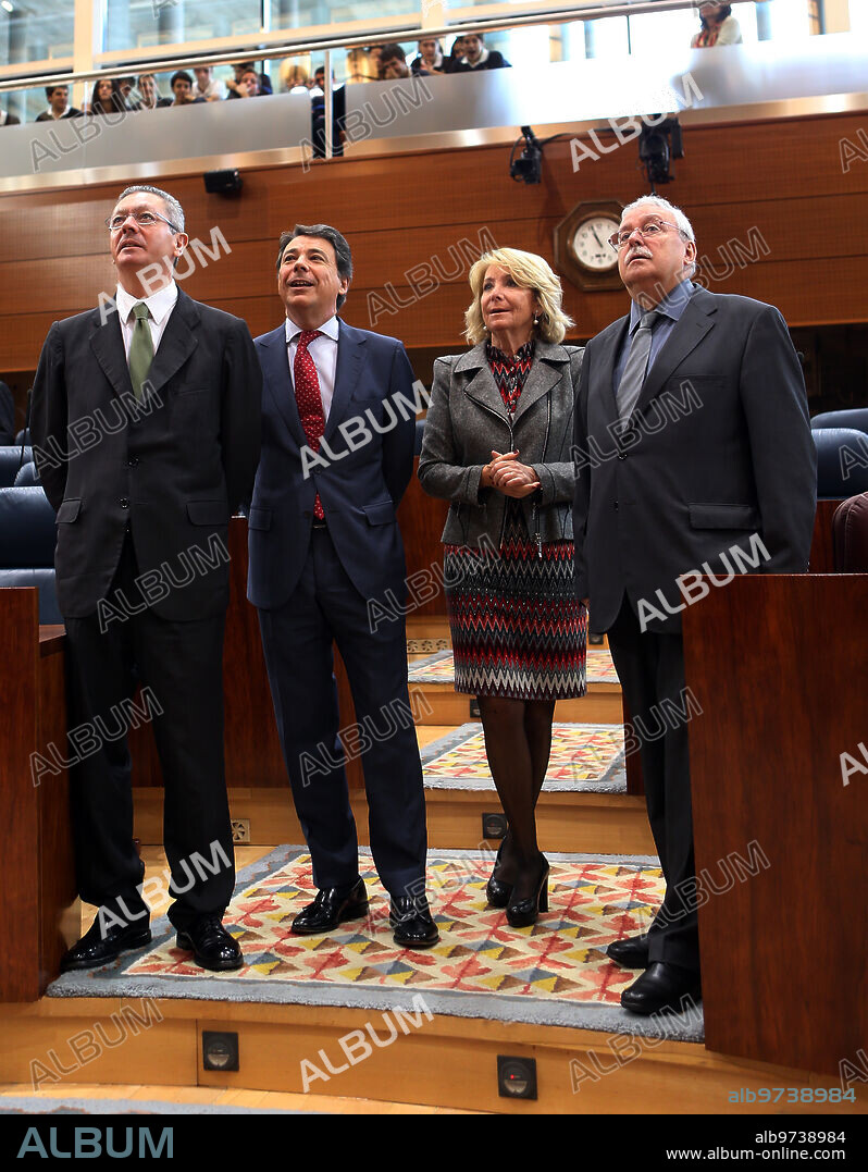 Madrid, 10-16-2013, Alberto Ruiz Gallardon, Ignacio Gonzalez, Esperanza Aguirre and Joaquin Leguina at the Madrid Assembly. Photo Ernesto Acute. Archdc.