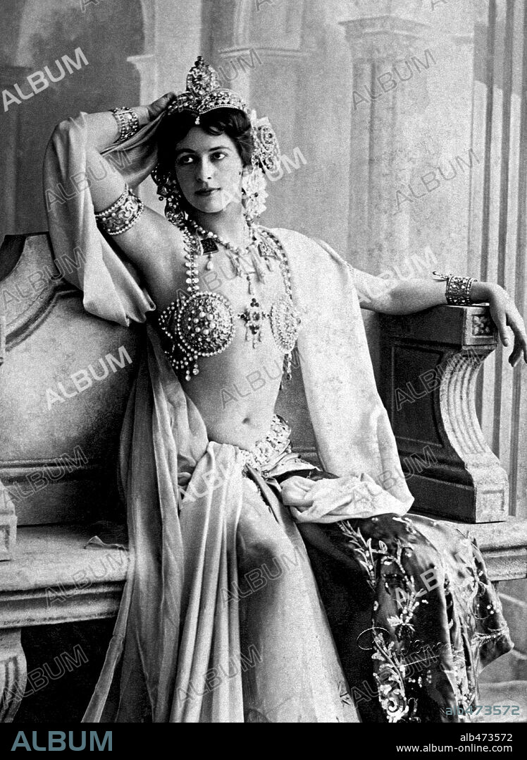 Mata Hari (Margaretha Geertruida Zelle), Dutch exotic dancer, courtesan convicted of being a spy for Germany during World War I and executed by firing squad in France.