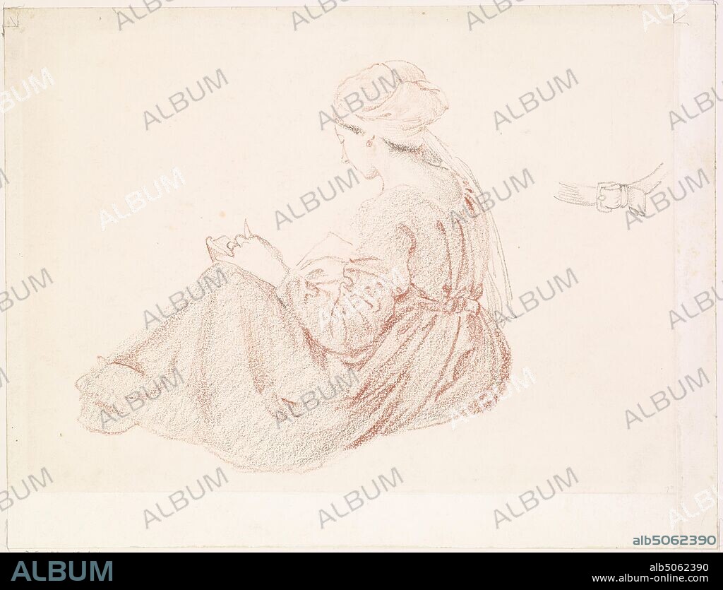 Green Summer, Study of a Girl, 1863-64 Edward Burne-Jones, Reading, Art Movement, Pre-Raphaelite, Chalk, Sketch, Female.