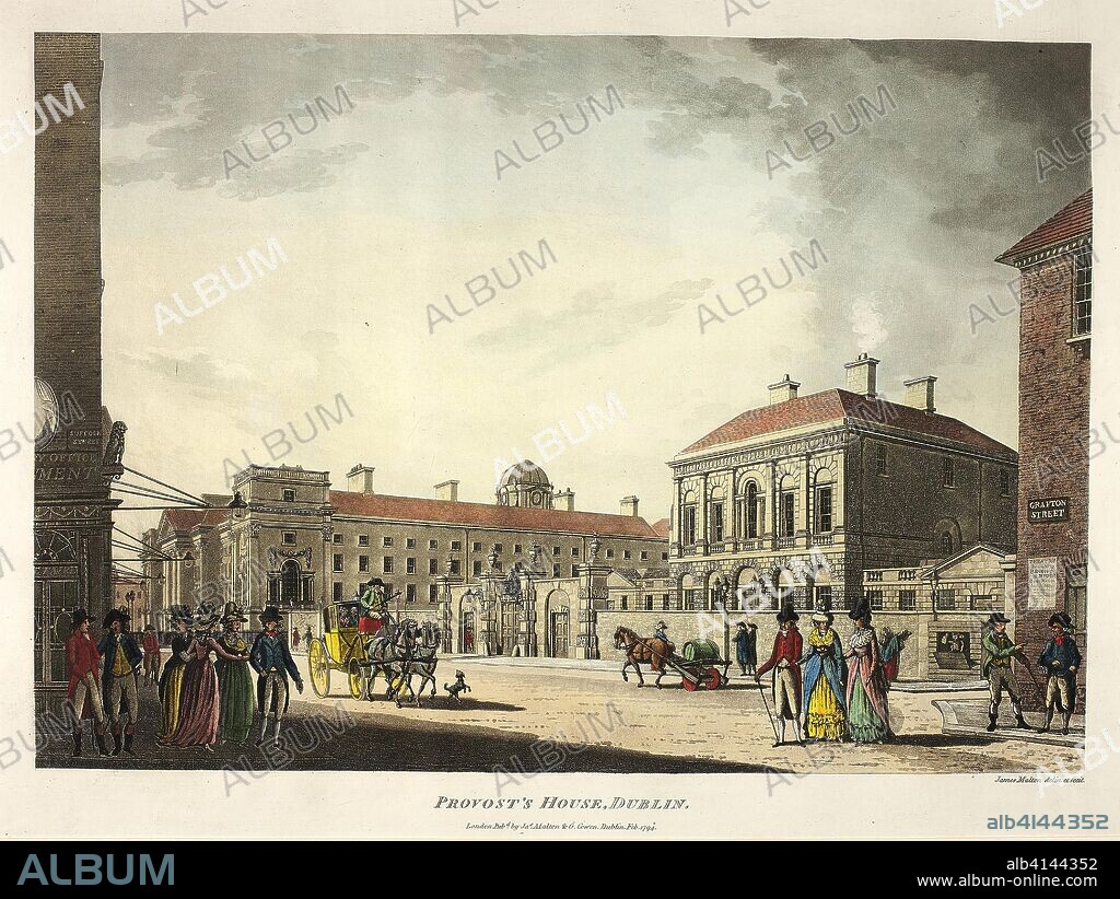 Provost's House, Dublin. James Malton; English, 1761-1803. Date: 1794. Dimensions: 263 × 375 mm (image); 315 × 425 mm (plate); 420 × 552 mm (sheet). Hand-colored aquatint in black on ivory wove paper. Origin: England.