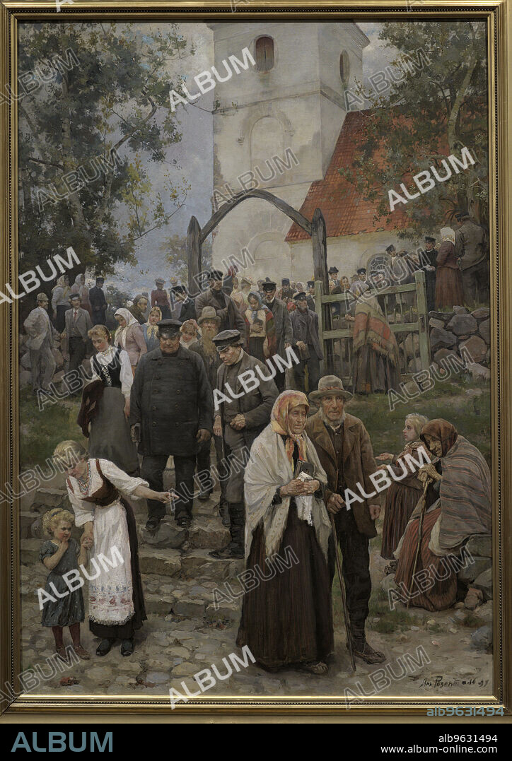 JANIS ROZENTALS (1866-1916). LATVIAN PAINTER.. Janis Rozentals (1866-1916). Pintor letón. Saliendo de la Iglesia (Después del Servicio), 1894. Oleo sobre lienzo (175 x 103 cm). Museo Nacional de Arte de Letonia. Riga. Letonia.