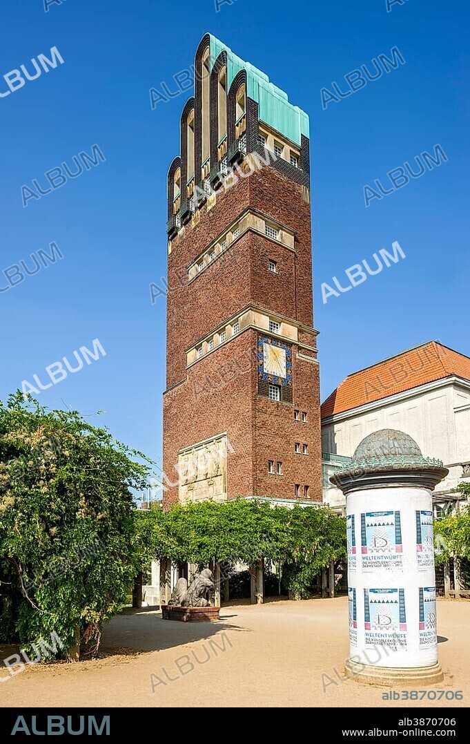 Wedding Tower by Joseph Maria Olbrich, Art Nouveau, advertising pillar, Mathildenhöhe, Darmstadt, Hesse, Germany