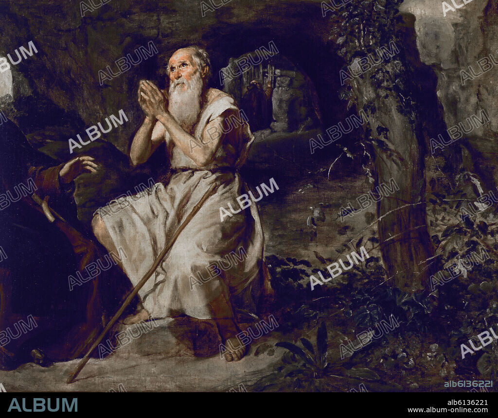 DIEGO VELAZQUEZ (1599-1660). SAN ANTONIO ABAD Y SAN PABLO PRIMER ERMITAÑO - DETALLE DE SAN PABLO - 1634 - O/L - 257x188 - NP 1169 - BARROCO ESPAÑOL - CONJUNTO 7130.