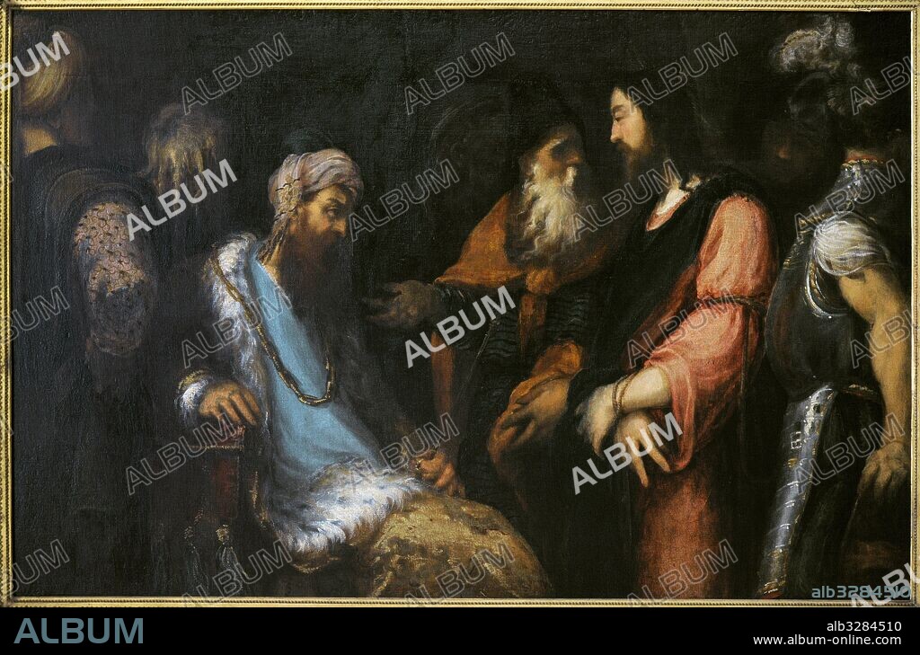 New Testament. Jesus before Herod. Painting by Andrea Meldolla called the Schiavone (around 1520-1563). Bourbon Collection. National Museum of Capodimonte. Naples. Italy.