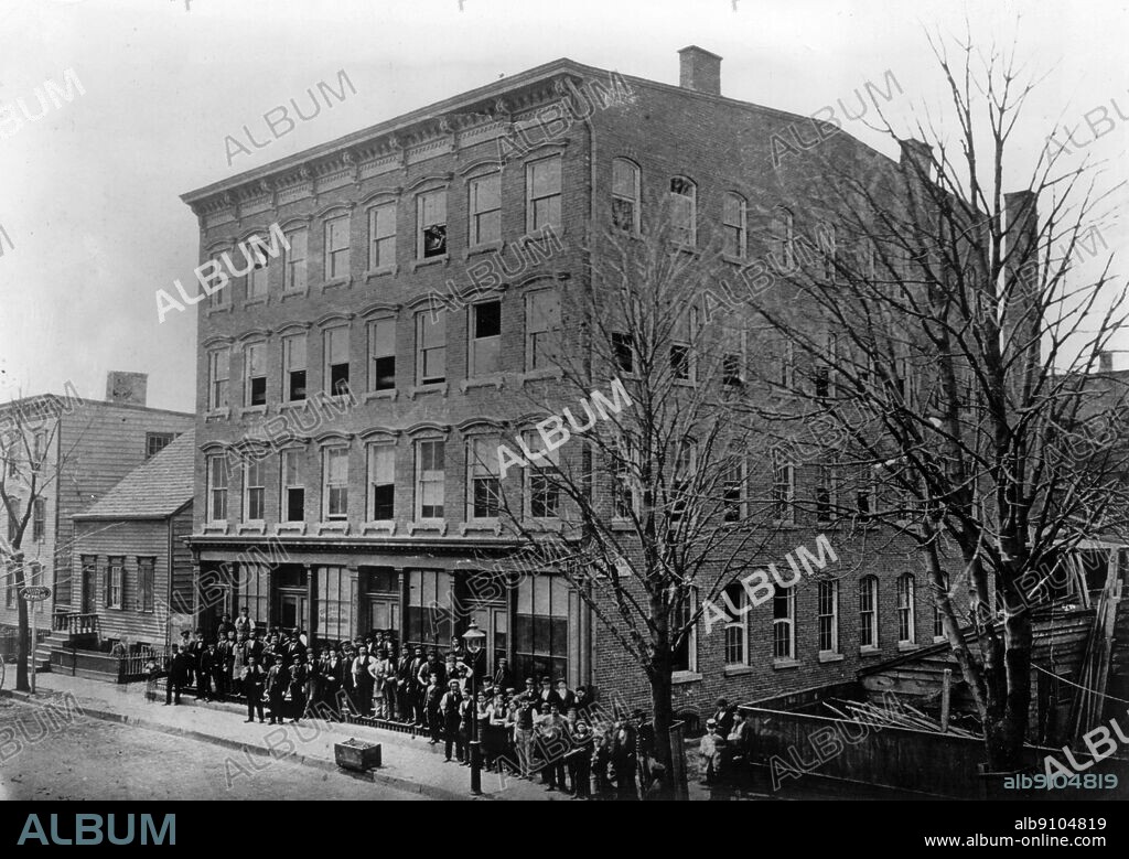 Edison's Ward Street Newark Factory 1873. Edison, Thomas Alva (the Wizard of Menlo Park) US inventor; opened research laboratory in Menlo Park, New Jersey 1876 (moved to West Orange, New Jersey 1887); invented phonograph (1st demonstrated 1877); invented incandescent electric light 1879; invented kinetograph camera and kinetoscope motion-picture viewer (patented 1891) _1847-1931.