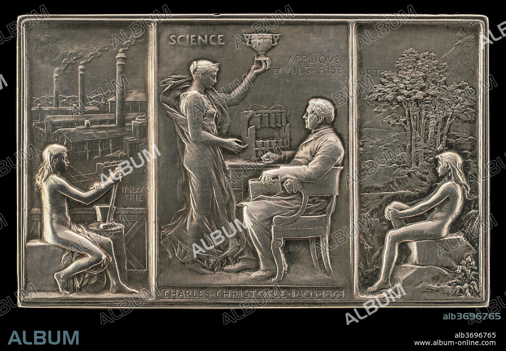 LOUIS-OSCAR ROTY. Charles Christofle, 1805-1863, Silversmith [obverse]. Dated: 1892. Dimensions: overall: 6 x 9.4 cm (2 3/8 x 3 11/16 in.). Medium: silvered bronze.