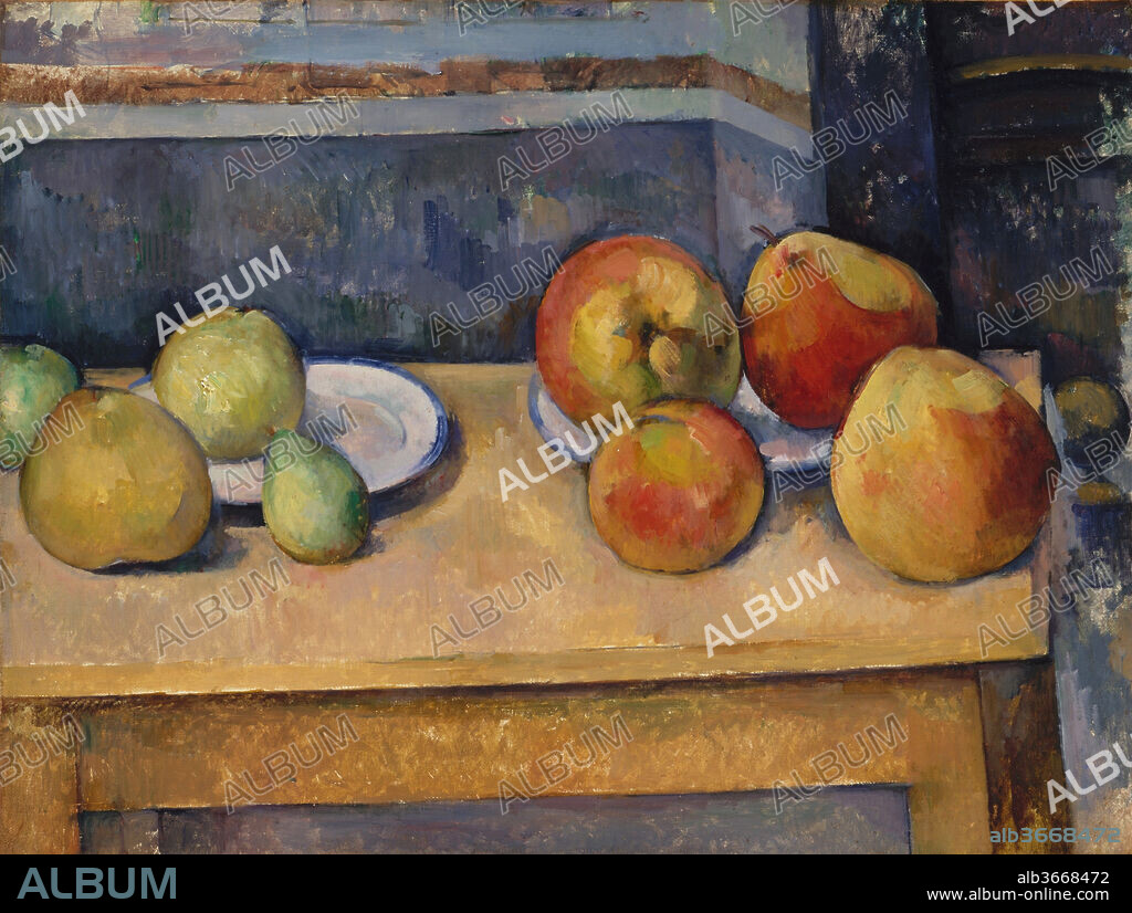PAUL CEZANNE. Still Life with Apples and Pears. Artist: Paul Cézanne (French, Aix-en-Provence 1839-1906 Aix-en-Provence). Dimensions: 17 5/8 x 23 1/8 in. (44.8 x 58.7 cm). Date: ca. 1891-92.

Cézanne once proclaimed, "With an apple I want to astonish Paris," and he succeeded, even in his most deceptively simple still lifes, to dazzle and delight. Turning to the Provençal apples and Beurré Diel pears grown in the vicinity of the family's estate near Aix, he dispensed with traditional one-point perspective and examined the fruit, plates, and table from various viewpoints--straight on, above, and sideways.
