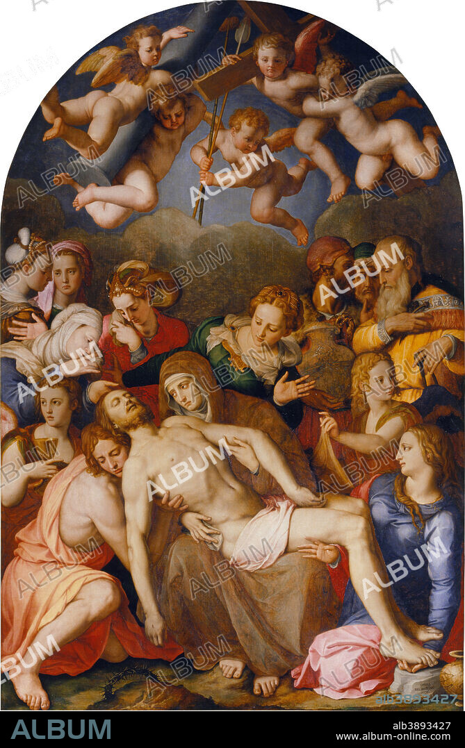 IL BRONZINO. The Deposition of Christ. Date/Period: 1553. Oil painting on wood. Height: 263 mm (10.35 in); Width: 175 mm (6.88 in).