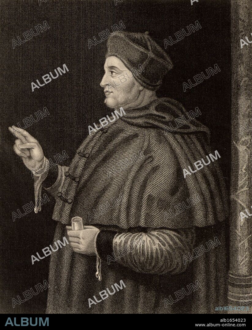 Thomas Wolsey (1475?-1530) English statesman and churchman. Archbishop of York. Appointed Cardinal by the Pope in 1515, and Lord Chancellor of England by Henry VIII on Christmas Eve the same year. Fell out of favour with the king because of the delay in the divorce proceedings against Catherine of Aragon. Died while on his way to London as a prisoner. Engraving from "The World's Great Men" (London, c1870). (Photo by: Universal History Archive/UIG via Getty Images).