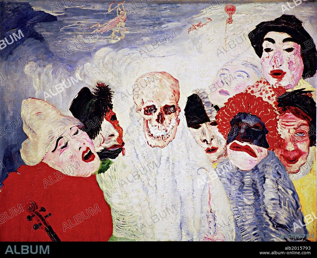 James Ensor / 'La muerte y las máscaras', 1897, Óleo sobre lienzo, 78,5 x 100 cm.