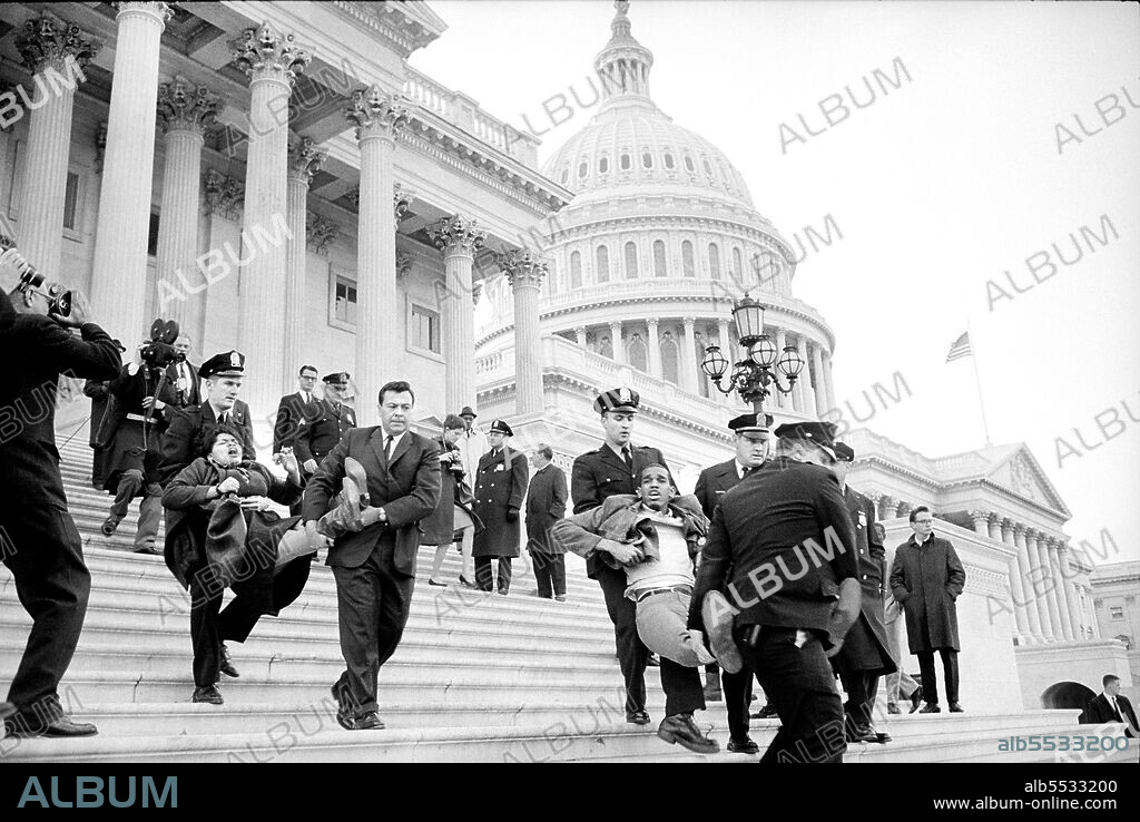 African-American Protestors removed from Steps of U.S. Capitol Building by Police during Civil Rights Protest, Washington, D.C., USA, Warren K. Leffler, US News & World Report Magazine Collection, March 15, 1965.