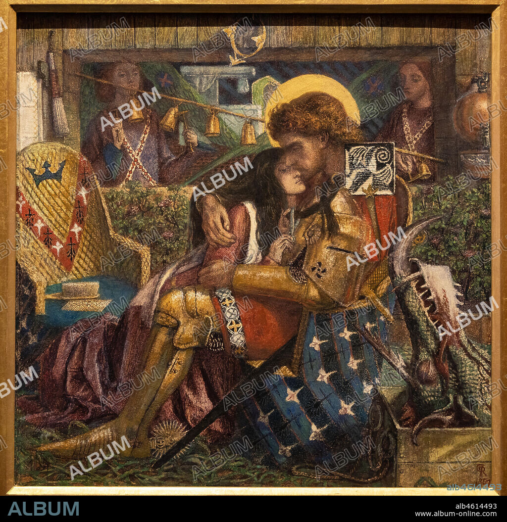 "The Wedding of St. George and Princess Sabra", (1857) by Dante Gabriel Rossetti (1828-1882); watercolour on paper.