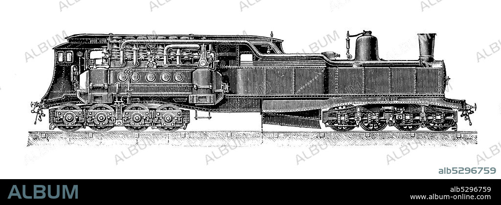 electric train locomotive construction by Jean-Jacques Heilmann, 1897,   /  elektrischer Lokomotivbau von Jean-Jacques Heilmann, 1897, Historisch, digital improved reproduction of an original from the 19th century / digitale Reproduktion einer Originalvorlage aus dem 19. Jahrhundert.