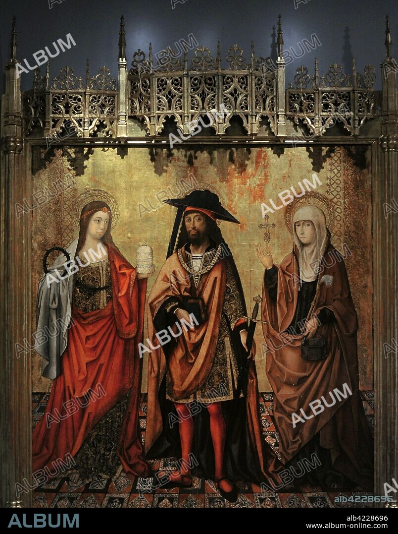 Maestro de Perea. San Lázaro con sus hermanas Marta y María. Escuela valenciana, principios del siglo XVI. Museo Lázaro Galdiano. Madrid. España.