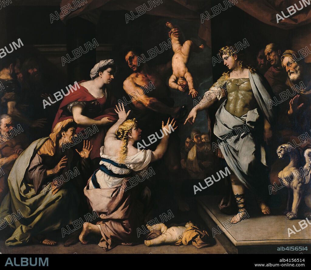 Luca Giordano (Nápoles, 1632 -1705). The Judgement of Solomon (ca. 1665). Oil on canvas. 250.8 x 308 cm.