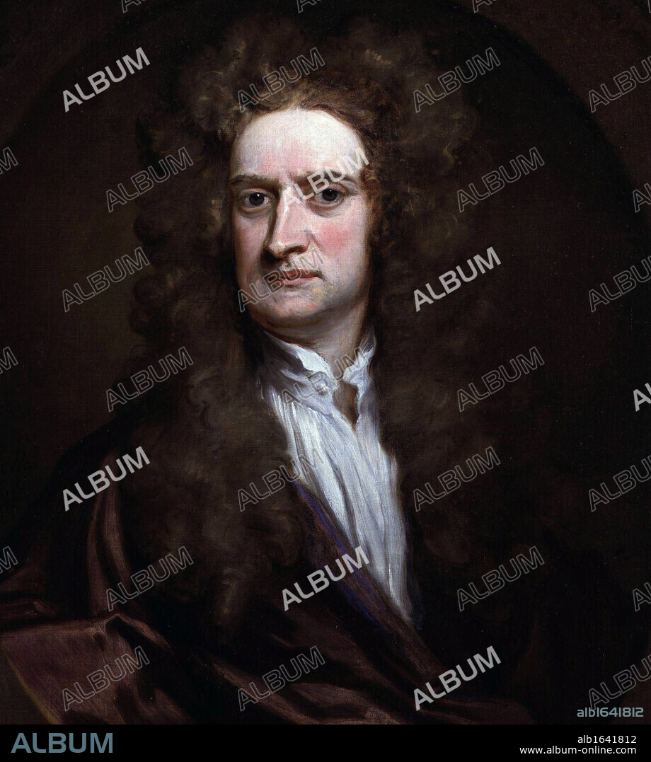 Sir Isaac Newton (1642-1727).  Portrait by Sir Godfrey Kneller 1689. Newton was an English physicist, mathematician, astronomer, natural philosopher, alchemist, and theologian considered to be one of the most influential people in human history.