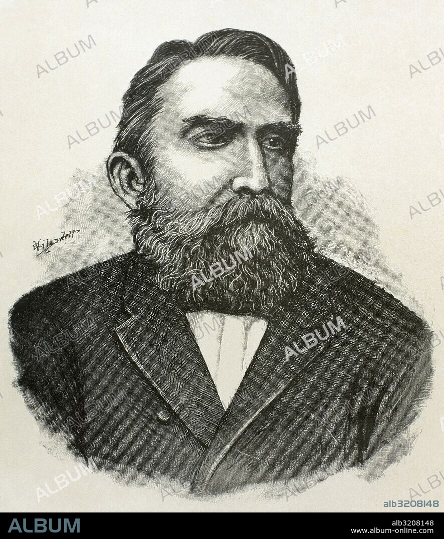 Rafael Núñez (Rafael Wenceslao Núñez Moledo) (Cartagena de Indias, 1825-Cartagena de Indias, 1894). Político colombiano. Presidente de la República en 1880-1882 y 1884-1886 como candidato del Partido Liberal. Grabado de "Americanos célebres", 1888.