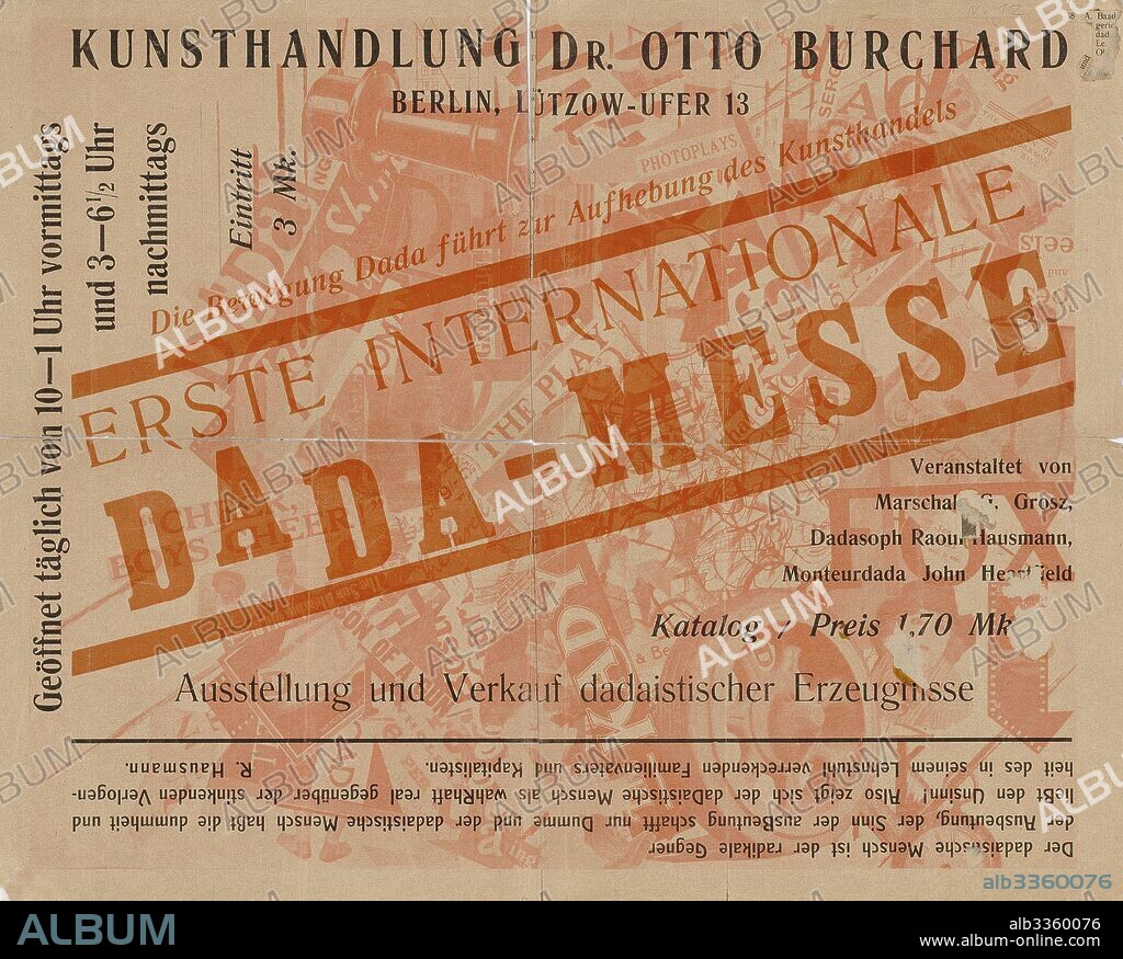 JOHN HEARTFIELD. Poster for the First International Dada Fair in Berlin, 1920.