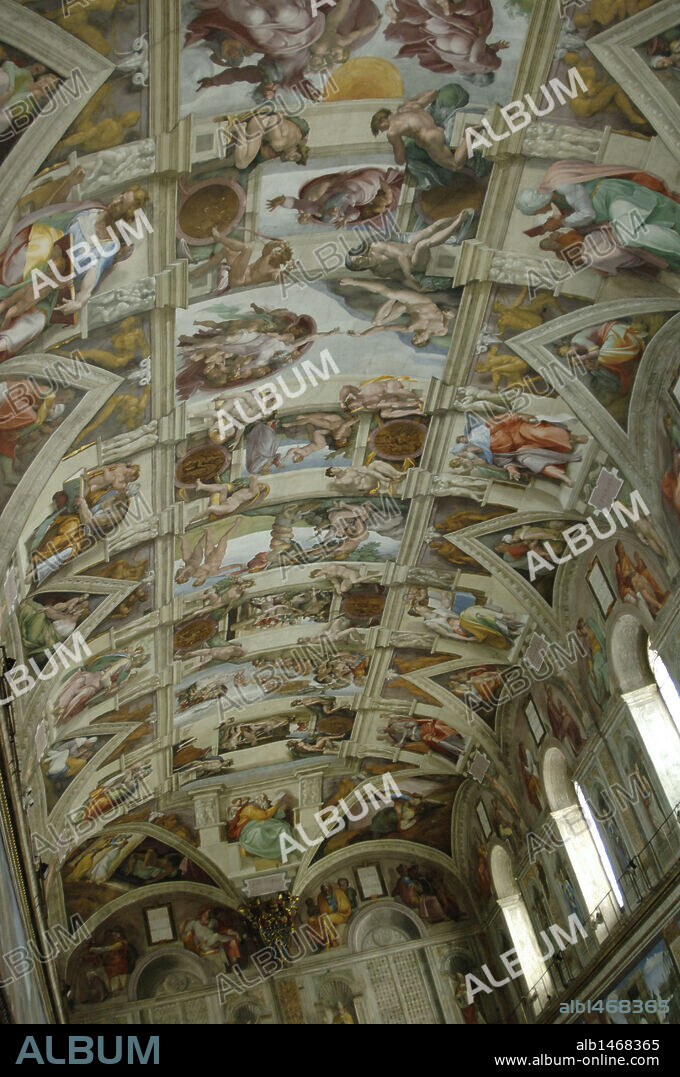 ARTE RENACIMIENTO. ITALIA. S. XVI. MIGUEL ANGEL (Michelangelo Buonarroti) (1475-1564). Pintor, escultor y arquitecto italiano. FRESCOS DE LA BOVEDA DE LA CAPILLA SIXTINA, realizadas entre 1508 y 1512. Museos Vaticanos. Ciudad del Vaticano.