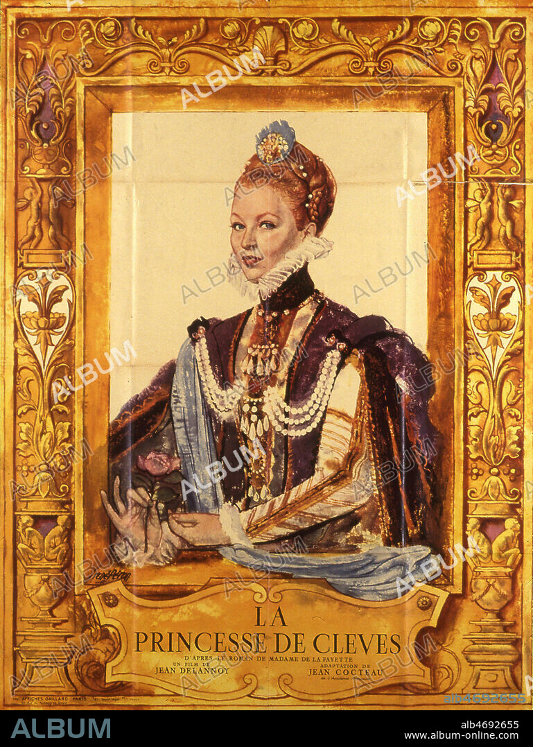 'La princesse de Cleves' Affiche du film illutree par Rene PERON et realise en 1961 par Jean DELANNOY (NE 1908) d'apres Madame de LA FAYETTE avec Mariana VLADY (NEE EN 1938), Jean MARAIS (1913-1998). Les dialogues sont de Jean COCTEAU (1889-1963). Credit : Coll. Perron/KHARBINE-TAPABOR.