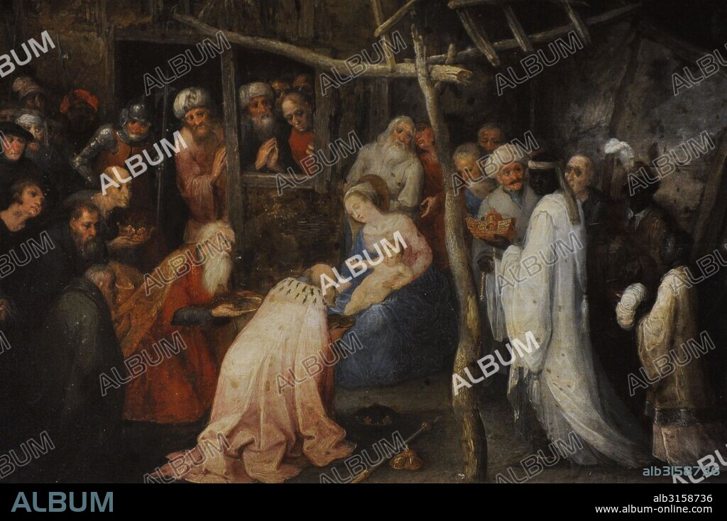 ARTE BARROCO. FLANDES. Jan Brueghel el viejo (1568-1625). Pintor Flamenco. La Adoración de los Reyes, 1598-1600. Museo del Hermitage (The State Hermitage Museum). San Petersburgo. Rusia. Detail.