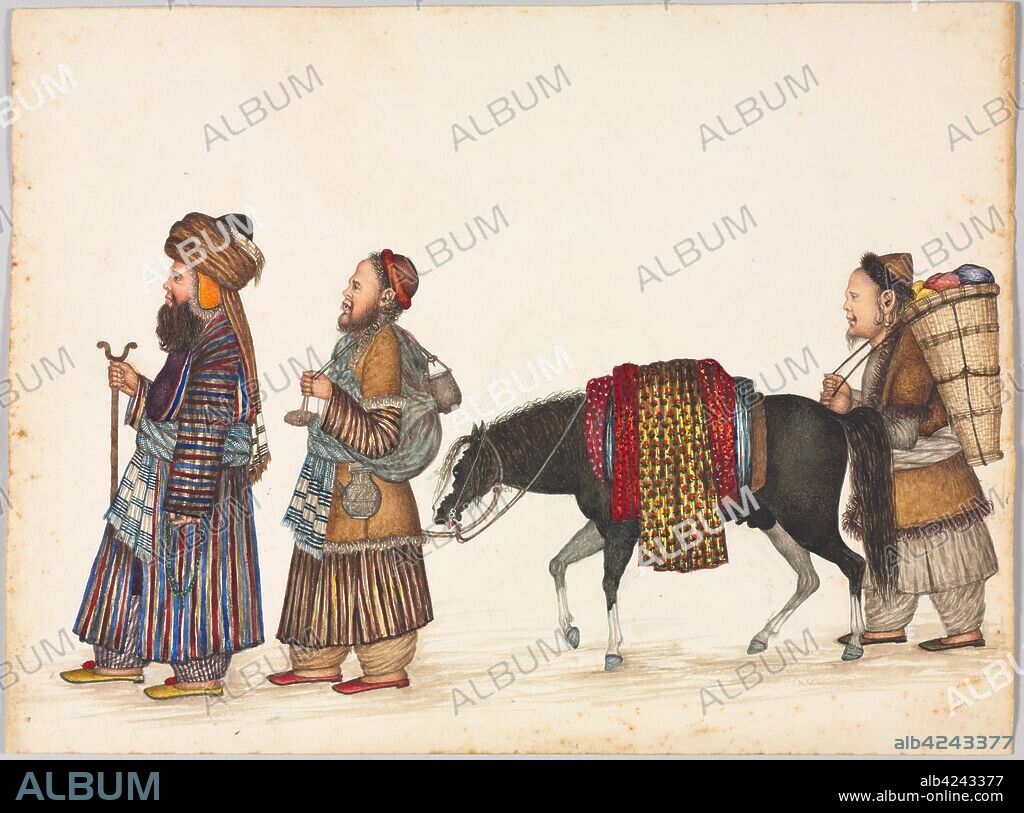 A Family of Tartars, c. 1885. India, Punjab, probably Lahore, Company School, 19th century. Ink, watercolor and gold on paper; overall: 25.3 x 33.8 cm (9 15/16 x 13 5/16 in.).