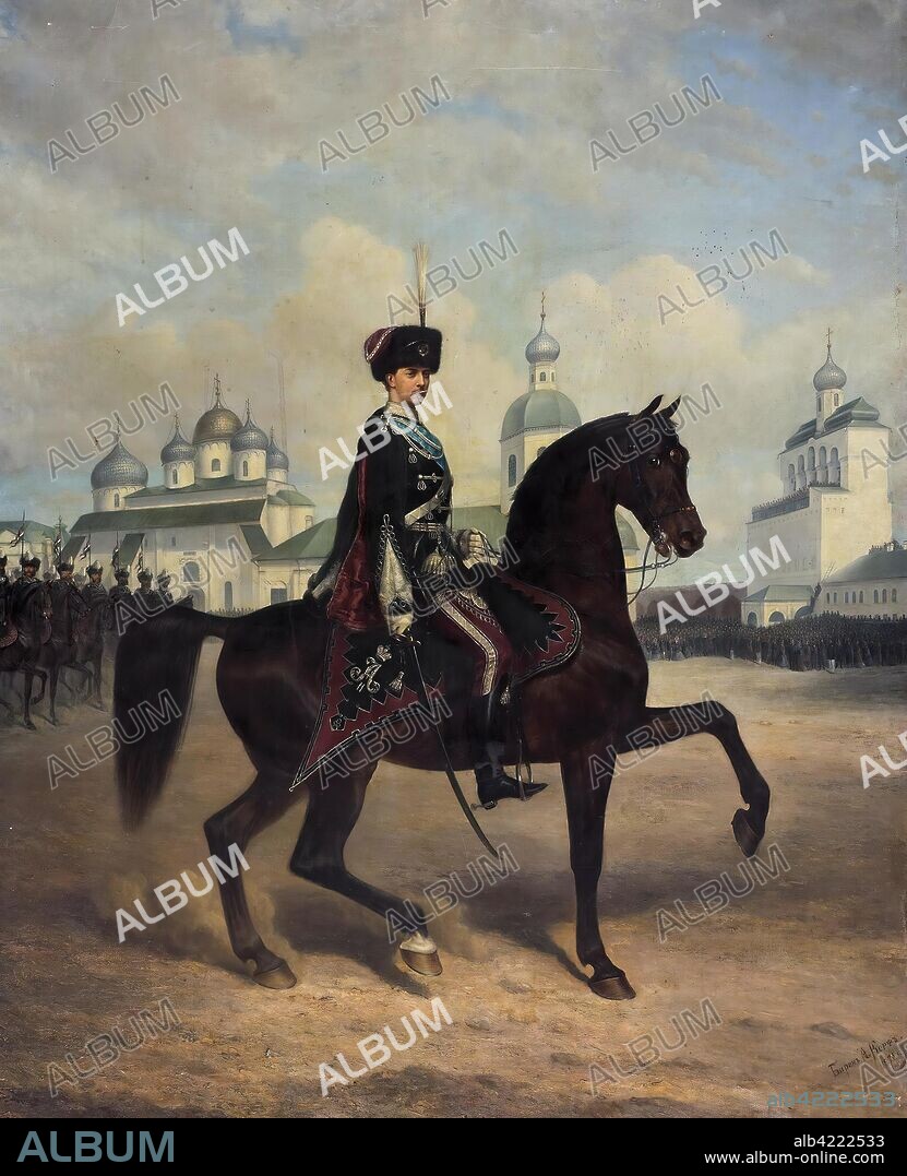A. KORF. 'Portrait of Grand Duke Crown Prince Nikolai Alexandrovich in Square in Novgorod'. Russia, 1875. Dimensions: 221,5x174 cm.