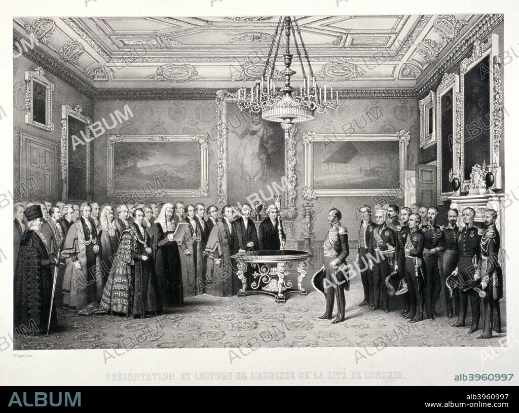 Lord Mayor, Sir William Magnay, Windsor Castle, Berkshire, 1844. The Lord Mayor is with a deputation of sheriffs, aldermen, and City officers presenting an address of welcome to King Louis Philippe at Windsor Castle.
