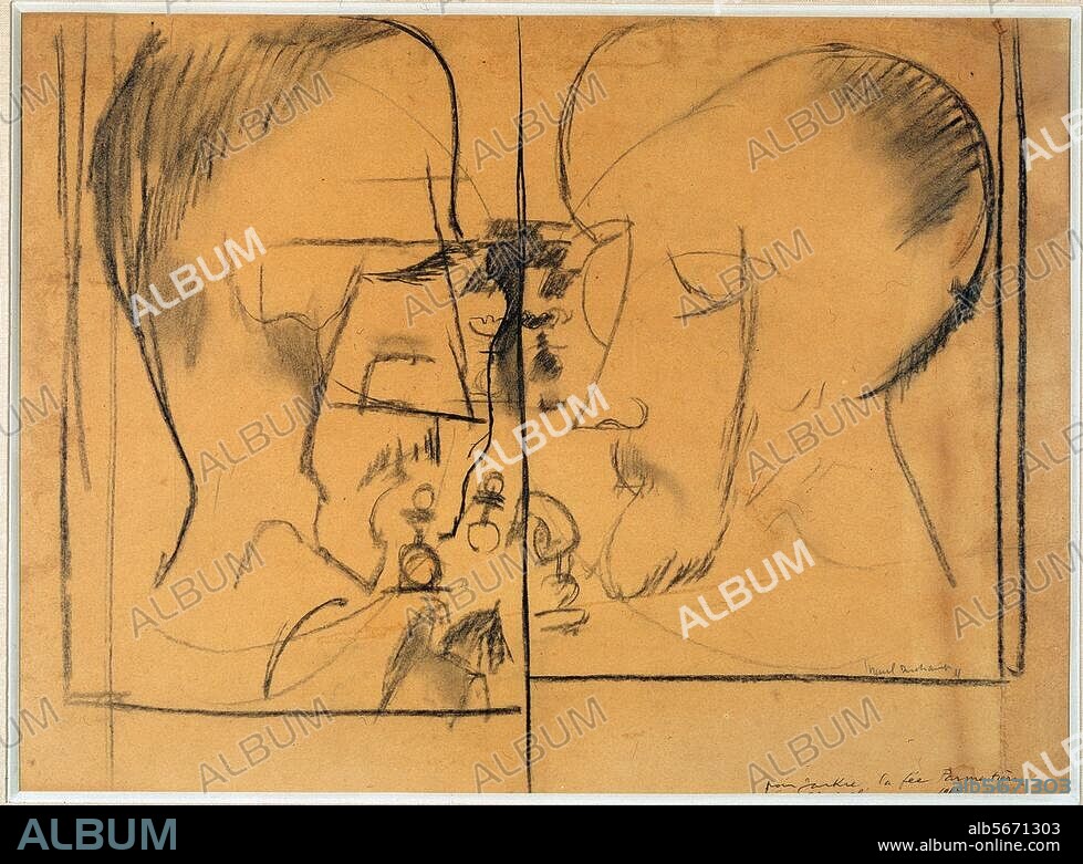 MARCEL DUCHAMP. Duchamp, Marcel ; 1887-1968. "Etude pour Joueurs d'échecs", 1911. Dessin. Coll. privée.