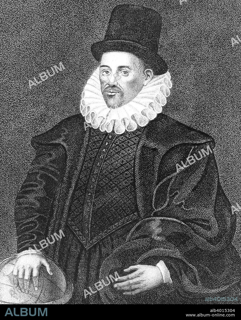 William Gilbert, English physician, late 16th century. Pictured with his hand resting on a globe. Gilbert established the magnetic nature of the Earth in De Magnete (1600) and conjectured that terrestrial magnetism and electricity were two allied emanations of a single force. The first to use the terms 'electricity', 'electric force' and 'electric attraction', he also pointed out that amber is not the only substance which attracts light objects when rubbed. The Gilbert force of magnetomotive power is named after him.