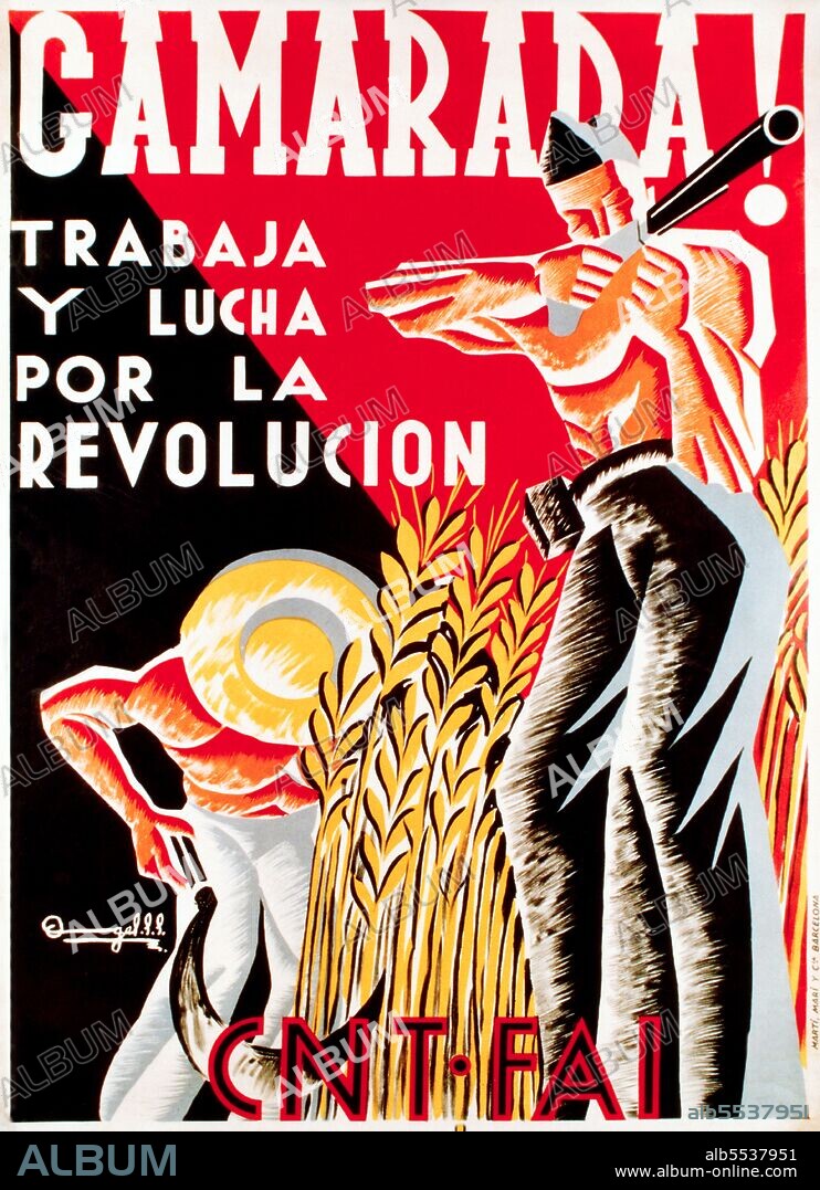 The Spanish Civil War was fought from 17 July 1936 to 1 April 1939 between the Republicans, who were loyal to the democratically elected Spanish Republic, and the Nationalists, a rebel group led by General Francisco Franco. The Nationalists prevailed, and Franco ruled Spain for the next 36 years, from 1939 until his death in 1975. The Nationalists advanced from their strongholds in the south and west, capturing most of Spain's northern coastline in 1937. They also besieged Madrid and the area to its south and west for much of the war. Capturing large parts of Catalonia in 1938 and 1939, the war ended with the victory of the Nationalists and the exile of thousands of leftist Spaniards, many of whom fled to refugee camps in southern France. The Confederación Nacional del Trabajo (CNT; National Confederation of Labour) is a Spanish confederation of anarcho-syndicalist labour unions affiliated with the International Workers Association (IWA; Spanish: AIT – Asociación Internacional de los Trabajadores). Historically, the CNT has also been affiliated with the Federación Anarquista Ibérica (Iberian Anarchist Federation – FAI). In this capacity it was referred to as the CNT-FAI. Throughout its history, it has played a major role in the Spanish labor movement.