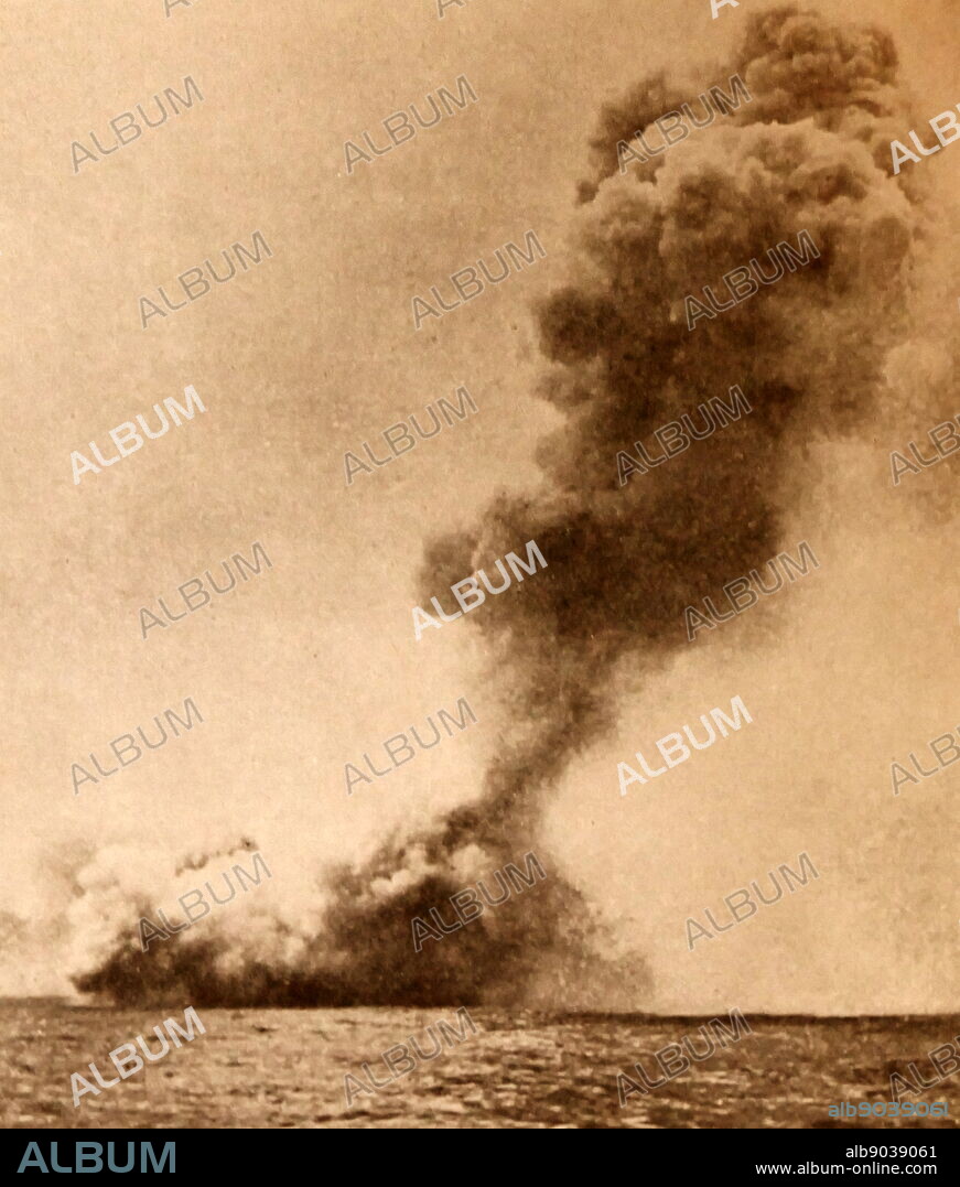 Photograph of the Queen Mary exploding during the Battle of Jutland.
