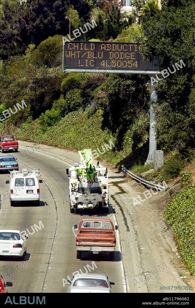 San Francisco, CA-- A road sign along north bound highway 80 flashed an Amber Alert for allegedly adducted 10-year-old Nicole Taylor Timmons from her Riverside, CA home on Tuesday, August 19, 2002. Nicole was rescued in Nevada five hours after being reporting missing. Texas Sen Kay Bailey Hutchison and California Sen, Dianme Fenstein are proposed federal legislation creating a nation Amber Alert network.