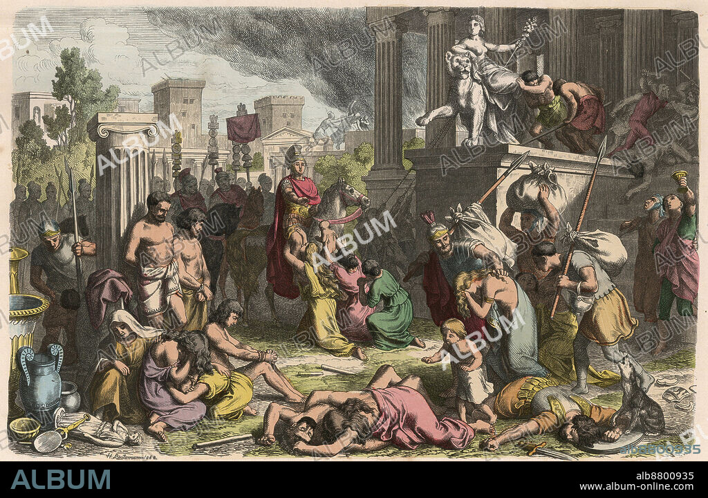 Coloured engraving by Heinrich Leutemann (1824-1905) - Bilder aus dem Altertume (Pictures from Antiquity) 1866.