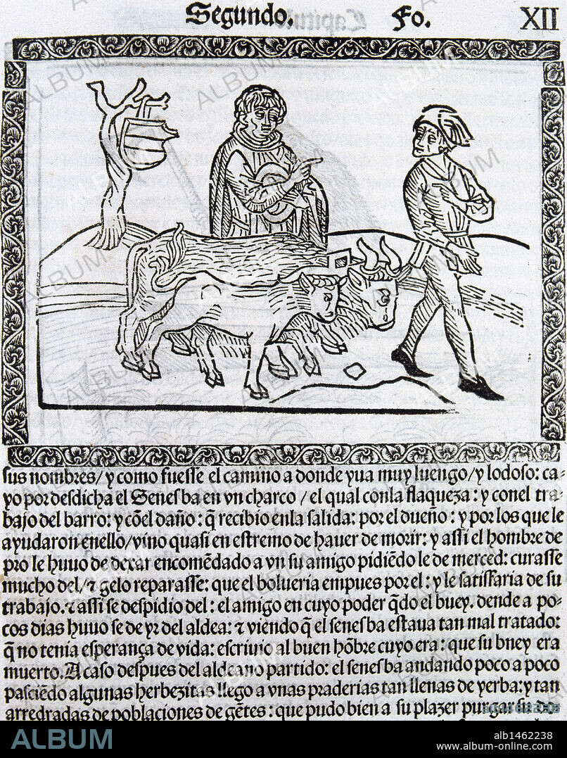 "CALILA E DIMNA". Colección de fábulas orientales traducidas por orden de Alfonso X "el Sabio". Su origen es sánscrito. Grabado del siglo XIII. Biblioteca Nacional. Madrid. España.