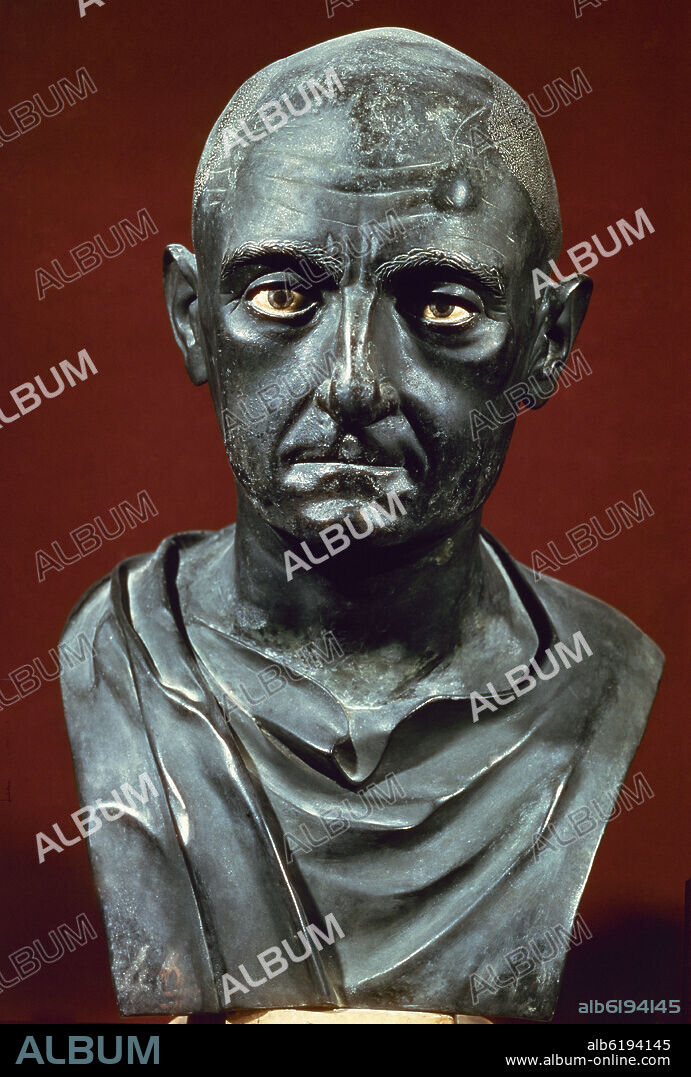 PUBLIO CORNELIO ESCIPION EL AFRICANO (234-183 A.C.) HEROE DE LA SEGUNDA GUERRA PUNICA - ESCULTURA PROCEDENTE DE LA VILLA DE LOS PAPIROS EN HERCULANO.
