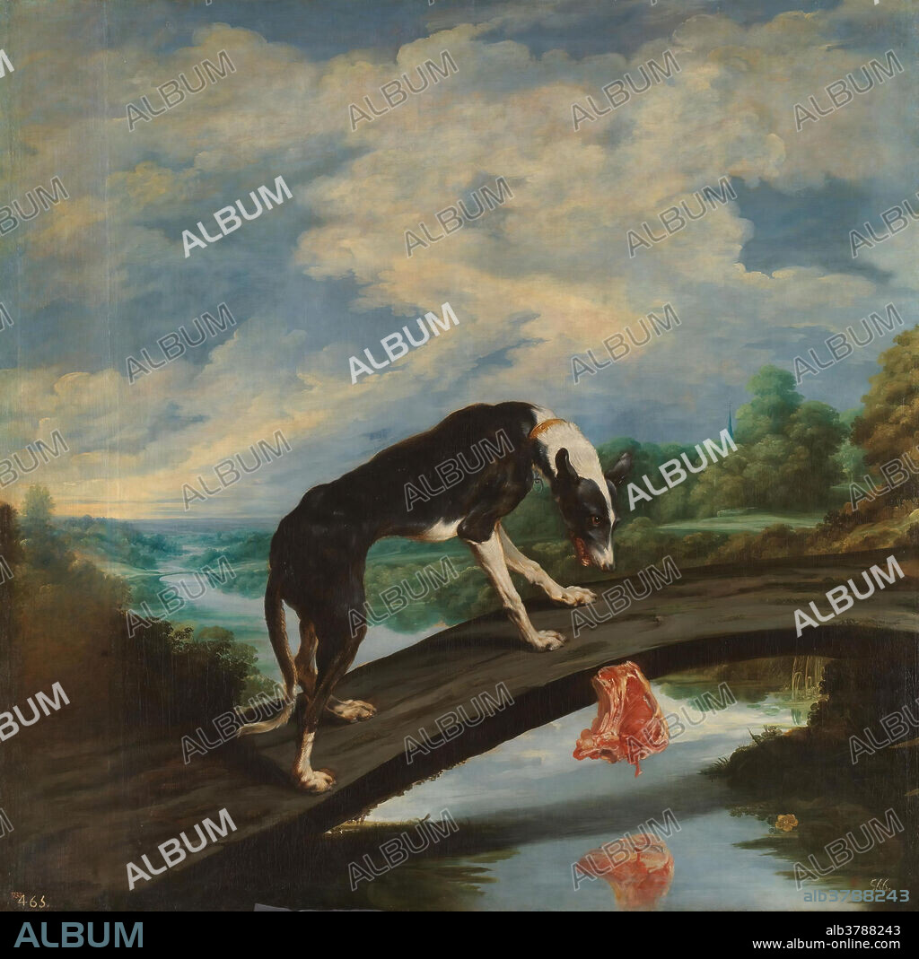 Paul de Vos / 'Fábula del perro y la presa'. 1636 - 1638. Óleo sobre lienzo, 207 x 209 cm.