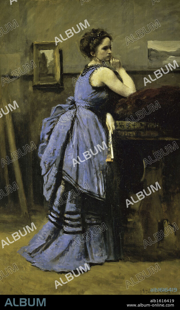 The Woman in Blue   (La Dame en Bleu)   1874   Jean Baptiste Camille Corot (1796-1875/French)   Musee du Louvre, Paris.