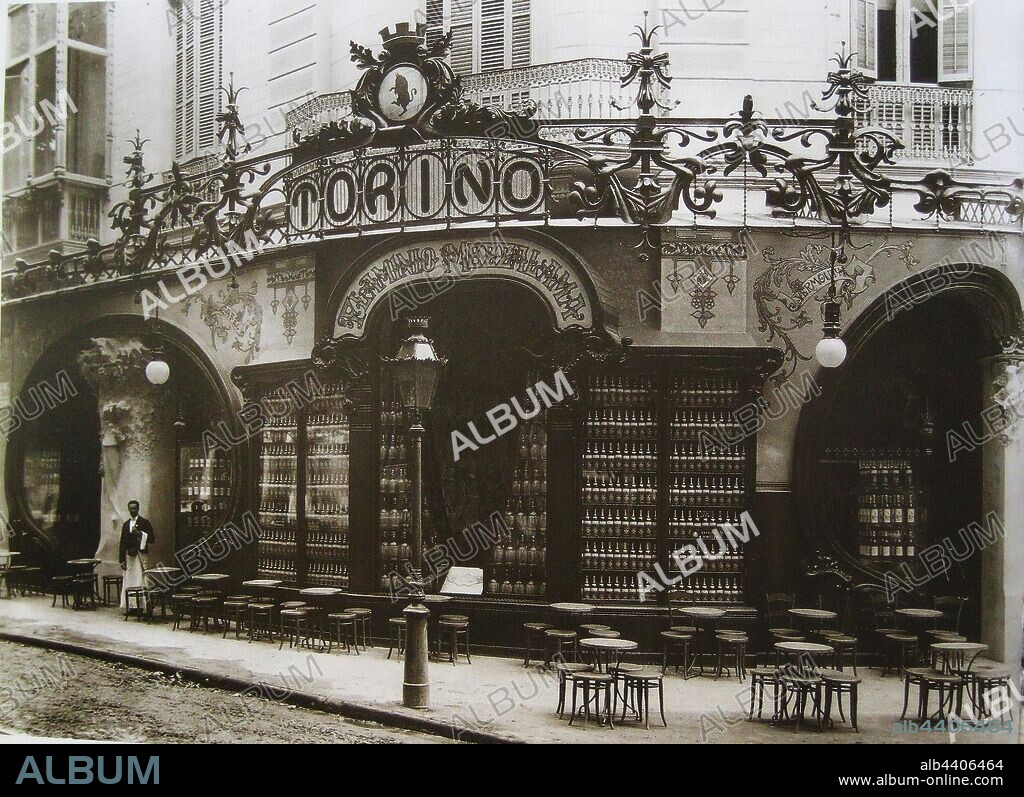 ANTONI GAUDÍ, PERE FALQUÉS I URPÍ y JOSEP PUIG I CADAFALCH. Bar Torino en el Paseo de Gracia de  Barcelona, 1902.